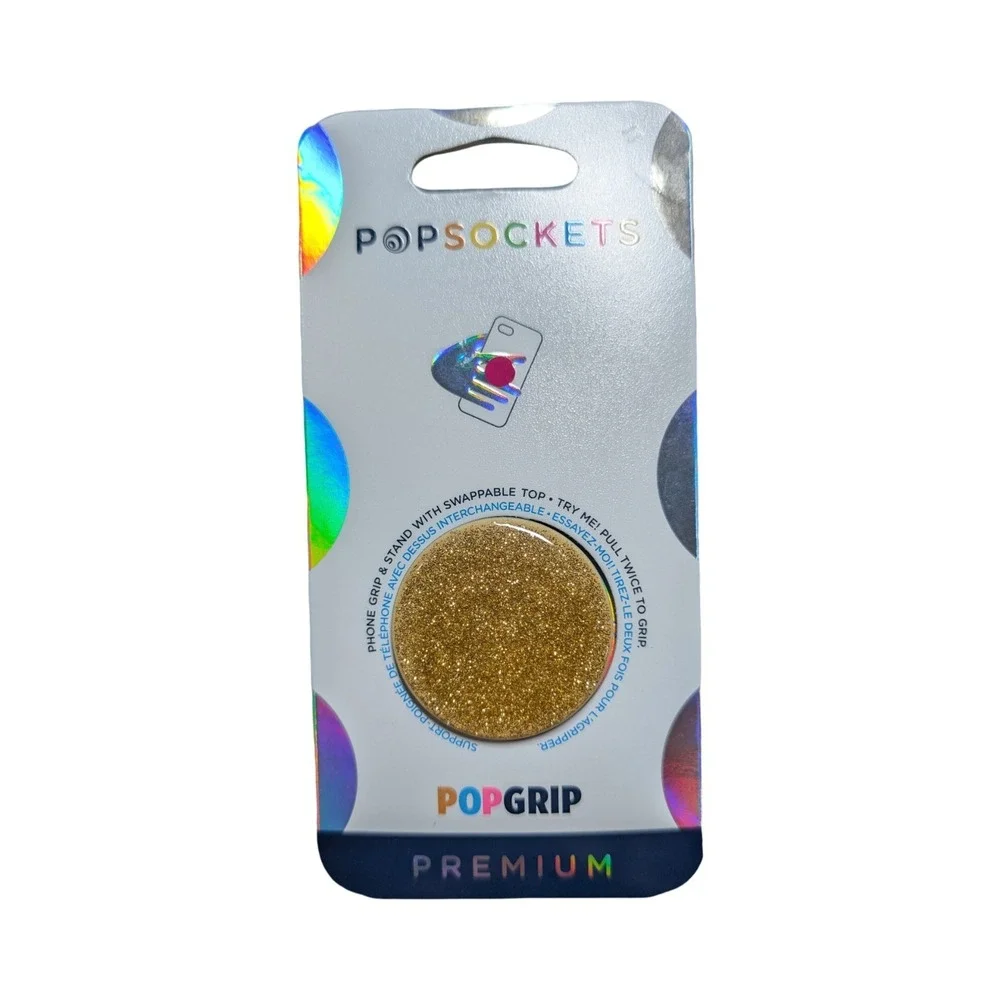 Gg4-N PopSockets Premium PopGrip Phone Grip & Stand - Gold Glitter